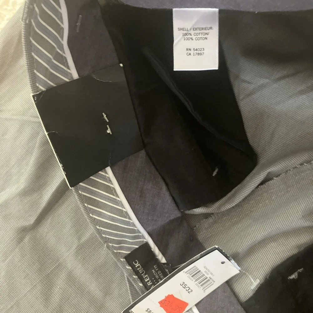 Banana Republic Mens Sz 35x32 Gray Non-Iron Tailored Straight Pants Dress